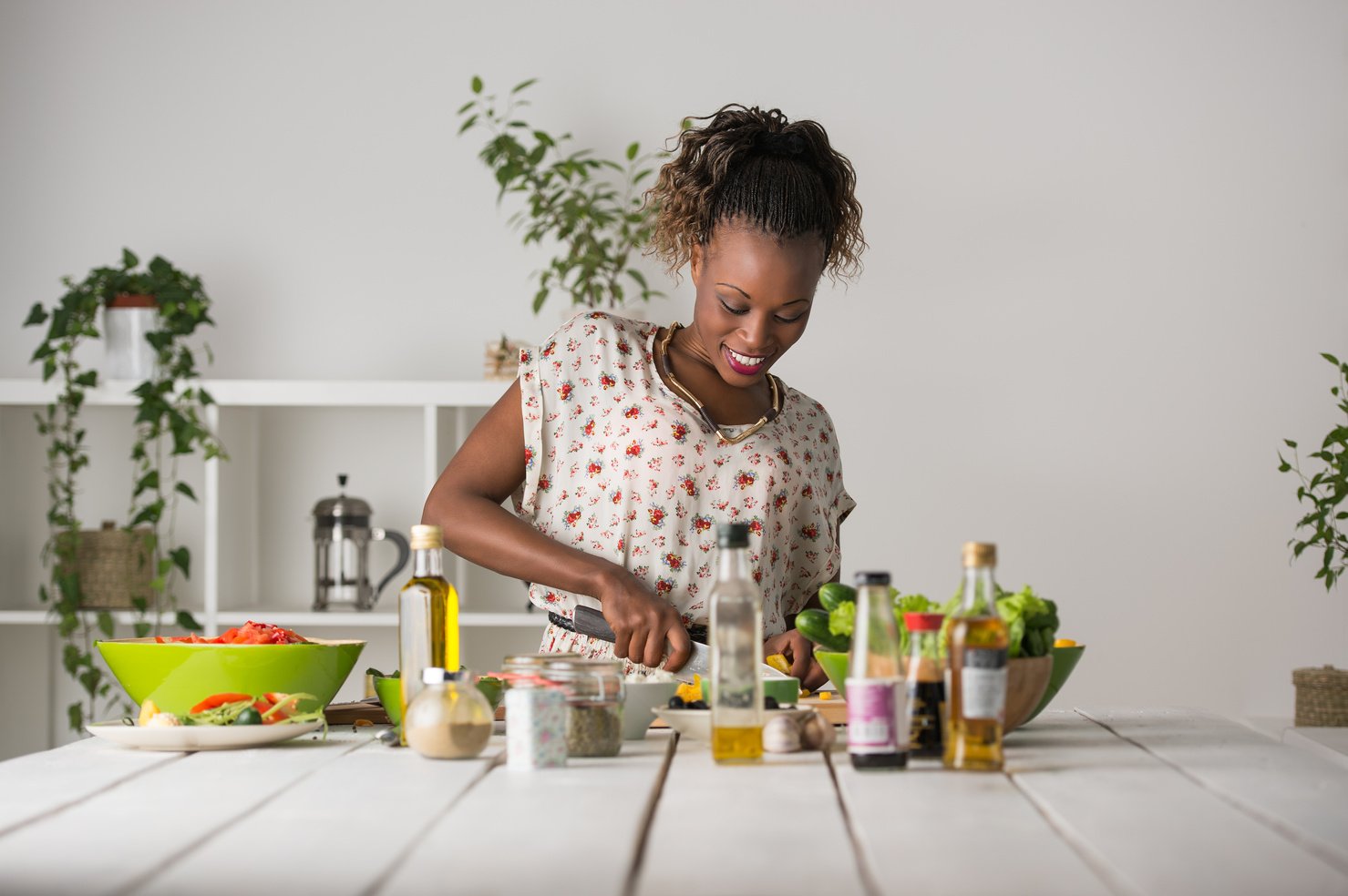 Woman Cooking Salad